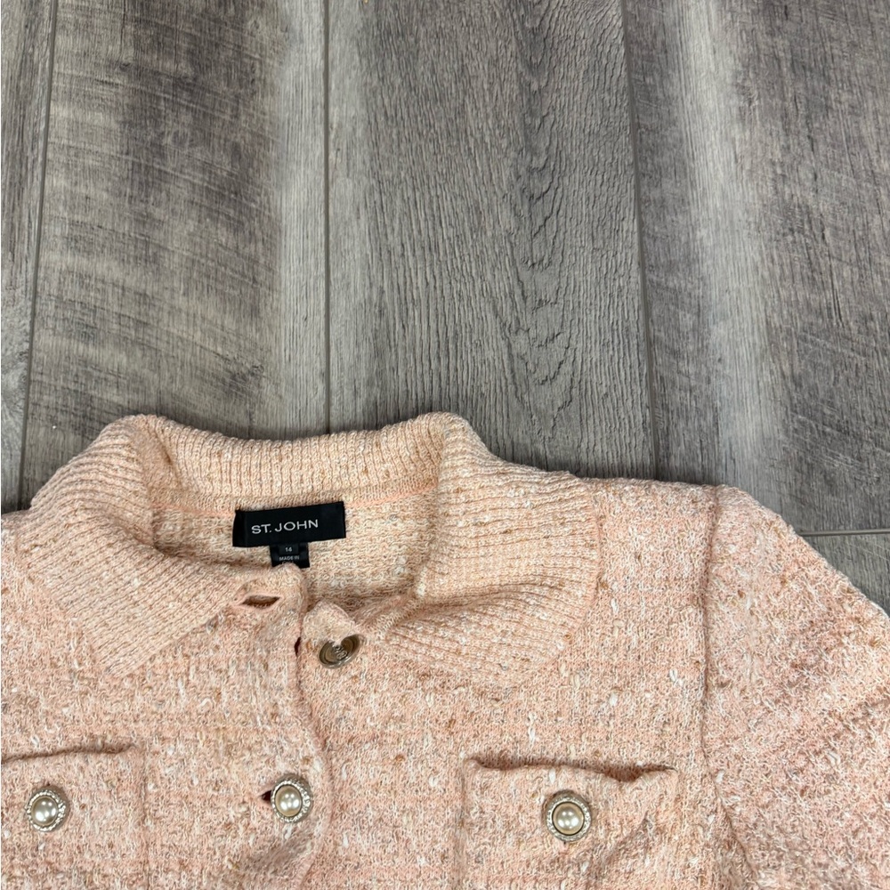 St. John Peach Knit Jacket - Picture 3 of 16